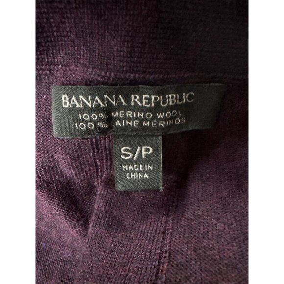 Banana Republic Cardigan 100% Merino Wool V-Neck burgundy Button Womens Sz Small - Picture 8 of 15